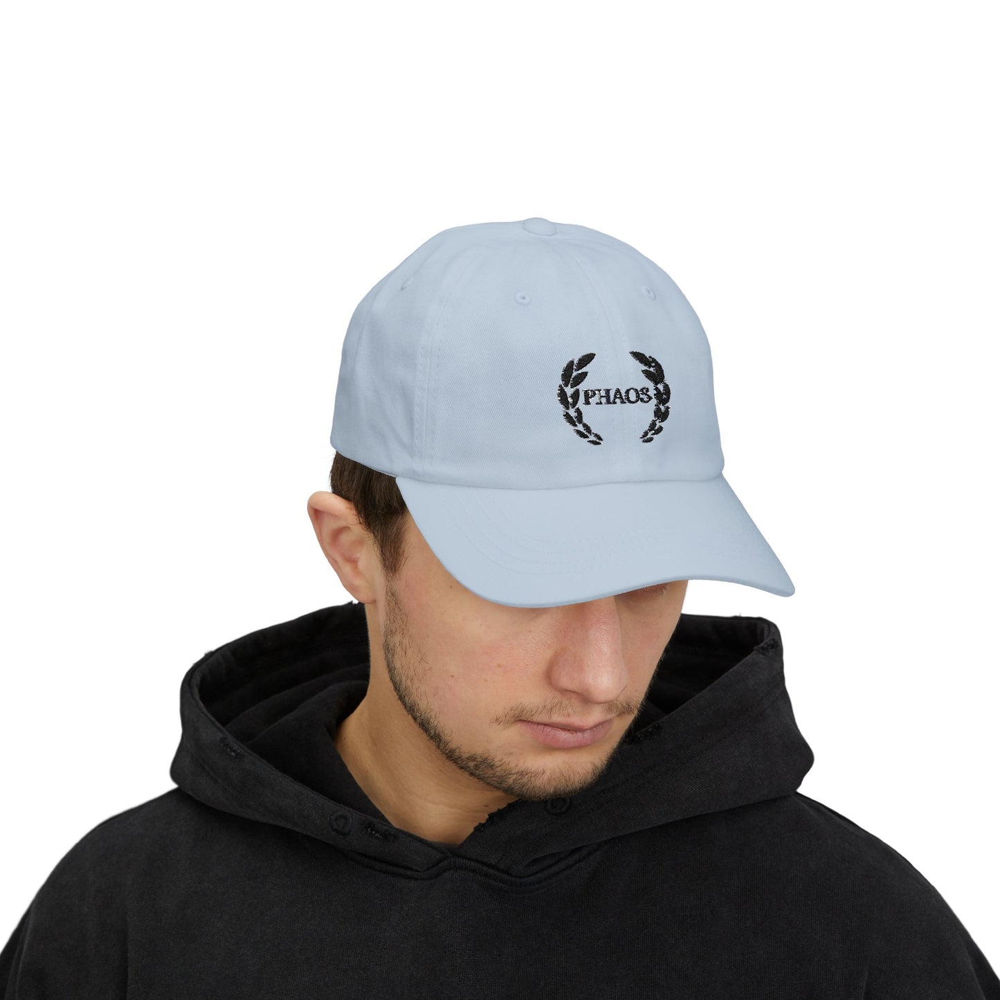 Classic Dad Cap with PHAOS Design - Trendy White Cap for Relaxed Style