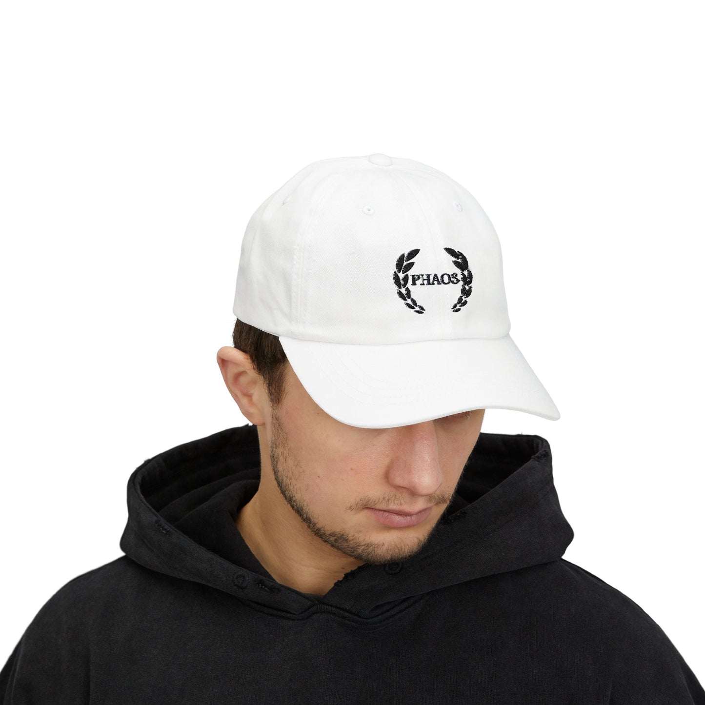 Classic Dad Cap with PHAOS Design - Trendy White Cap for Relaxed Style