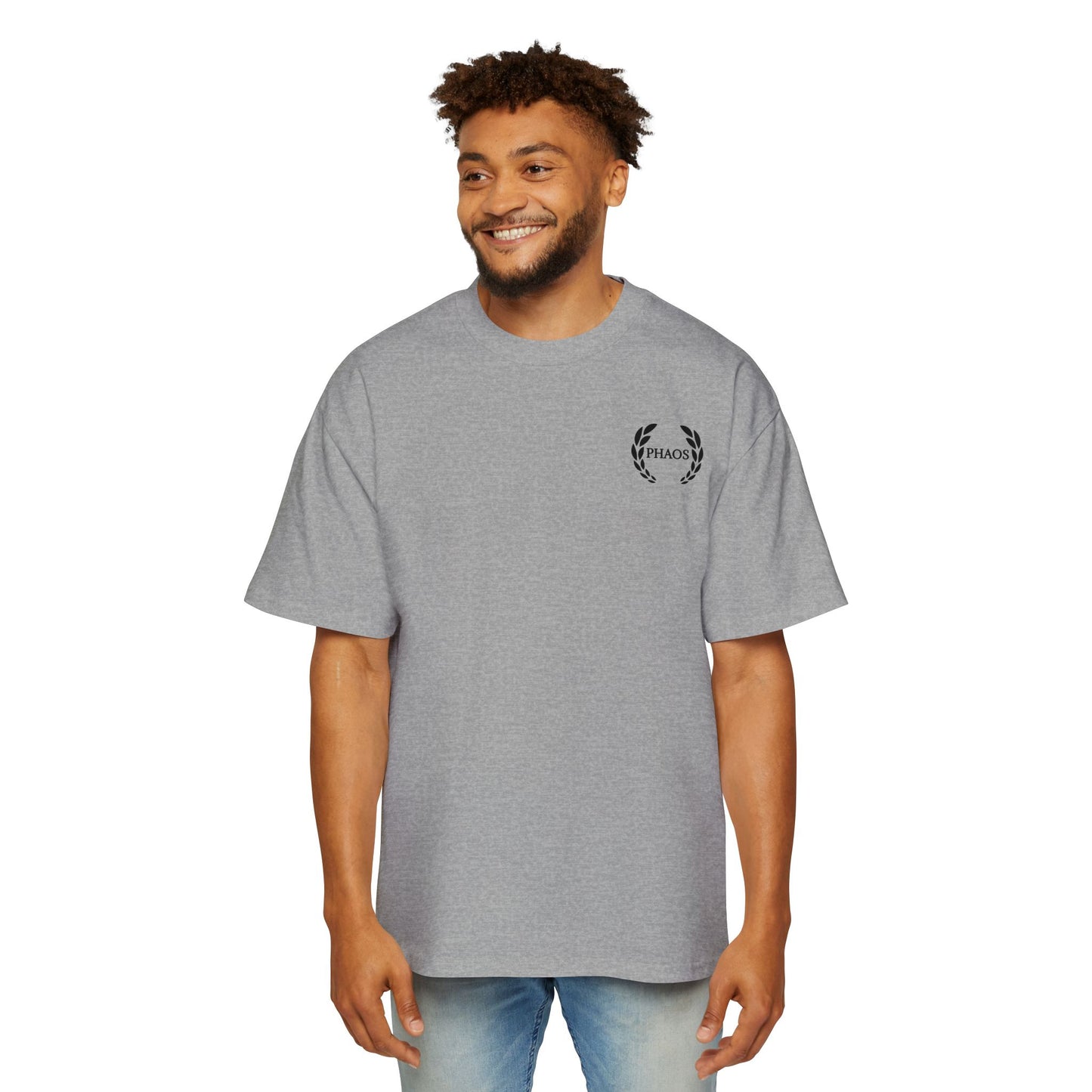Men's Heavy Oversized Tee with 'PHAOS' Graphic - Stylish Streetwear for Casual Days