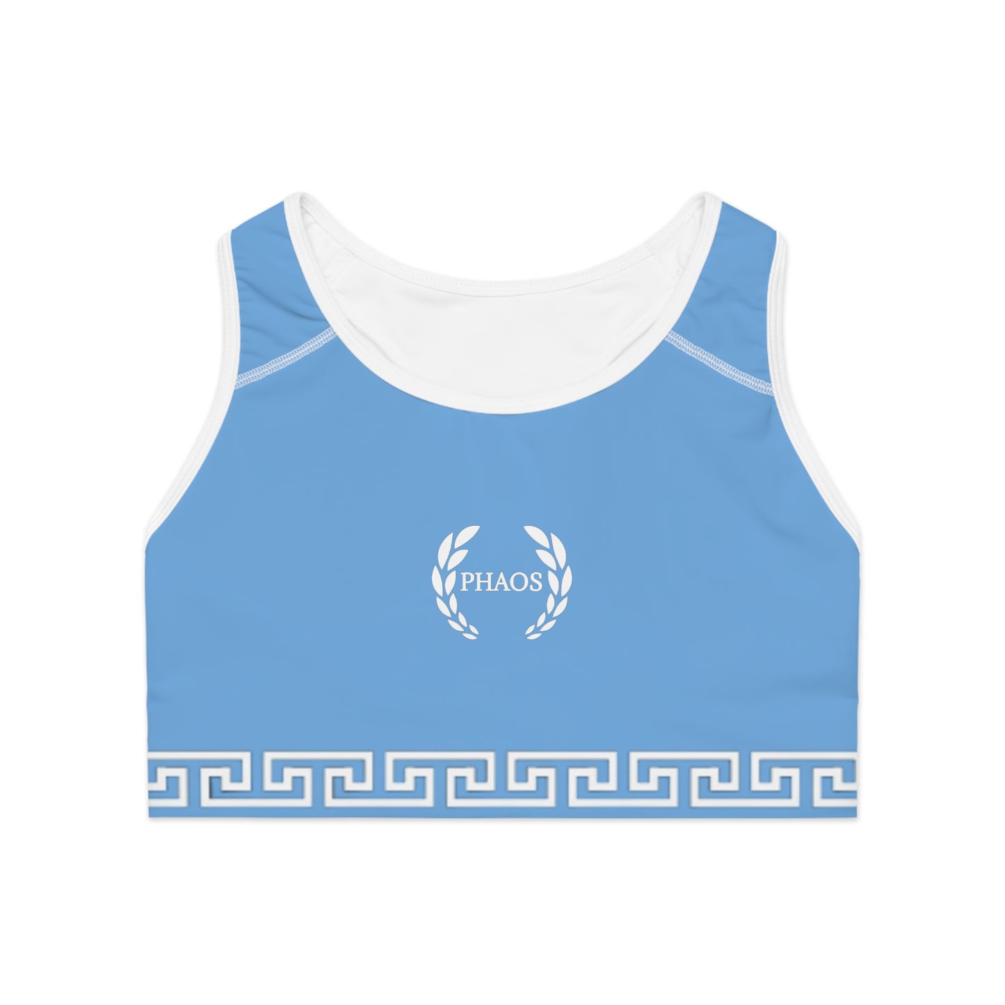 Phaos Athletic Sports Bra - Blue Greek Design for Fitness