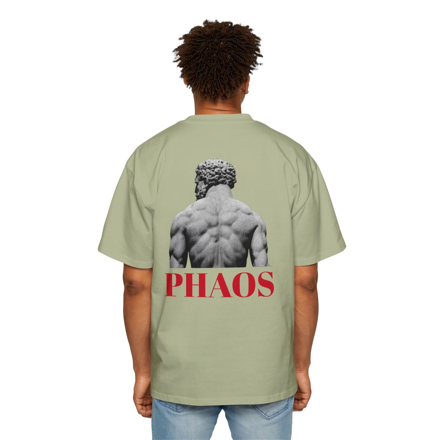 Men's Heavy Oversized Tee with 'PHAOS' Graphic - Stylish Streetwear for Casual Days