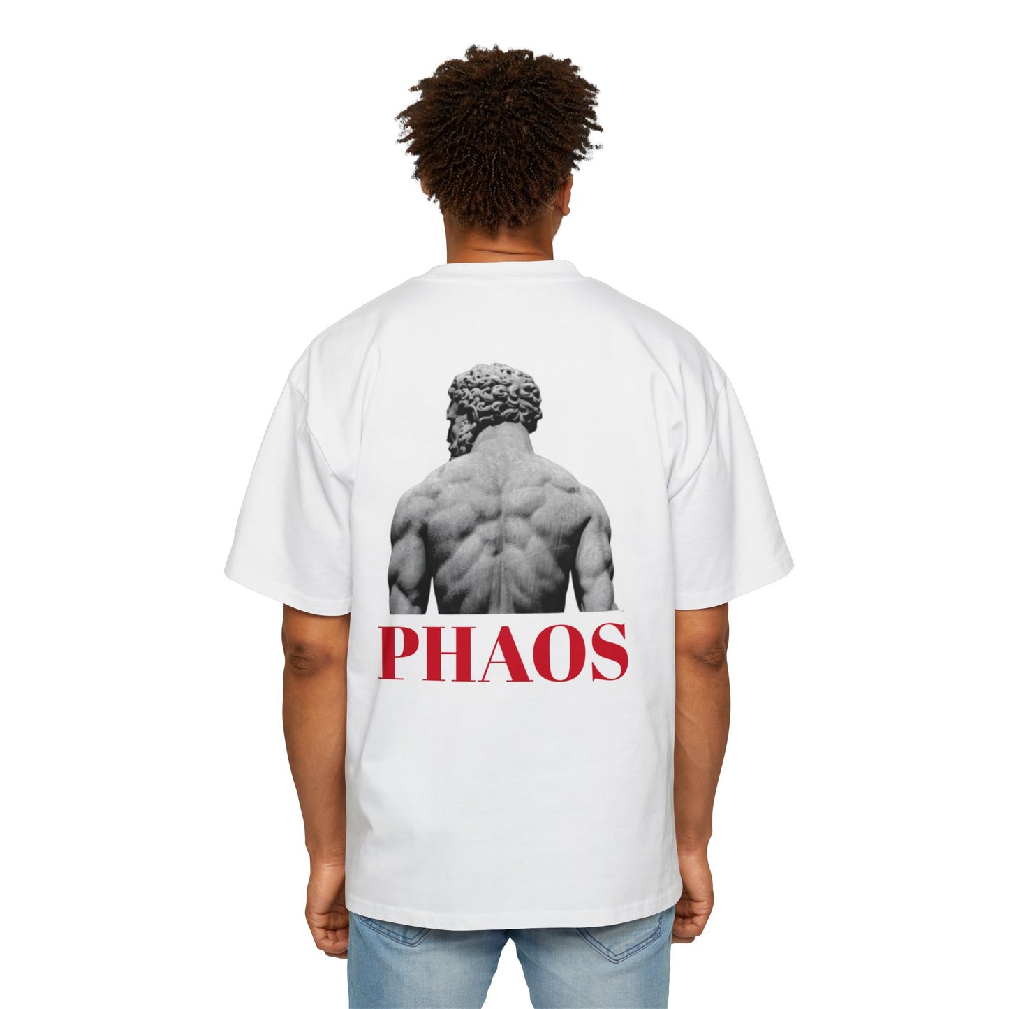 Men's Heavy Oversized Tee with 'PHAOS' Graphic - Stylish Streetwear for Casual Days
