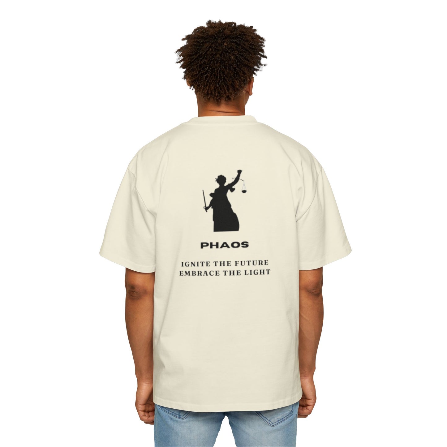 Men's Heavy Oversized Tee - Ignite the Future, Embrace the Light Tee