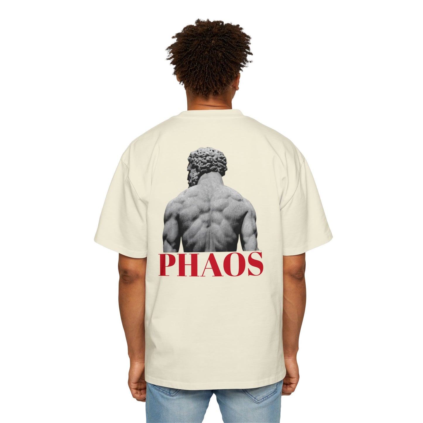 Men's Heavy Oversized Tee with 'PHAOS' Graphic - Stylish Streetwear for Casual Days