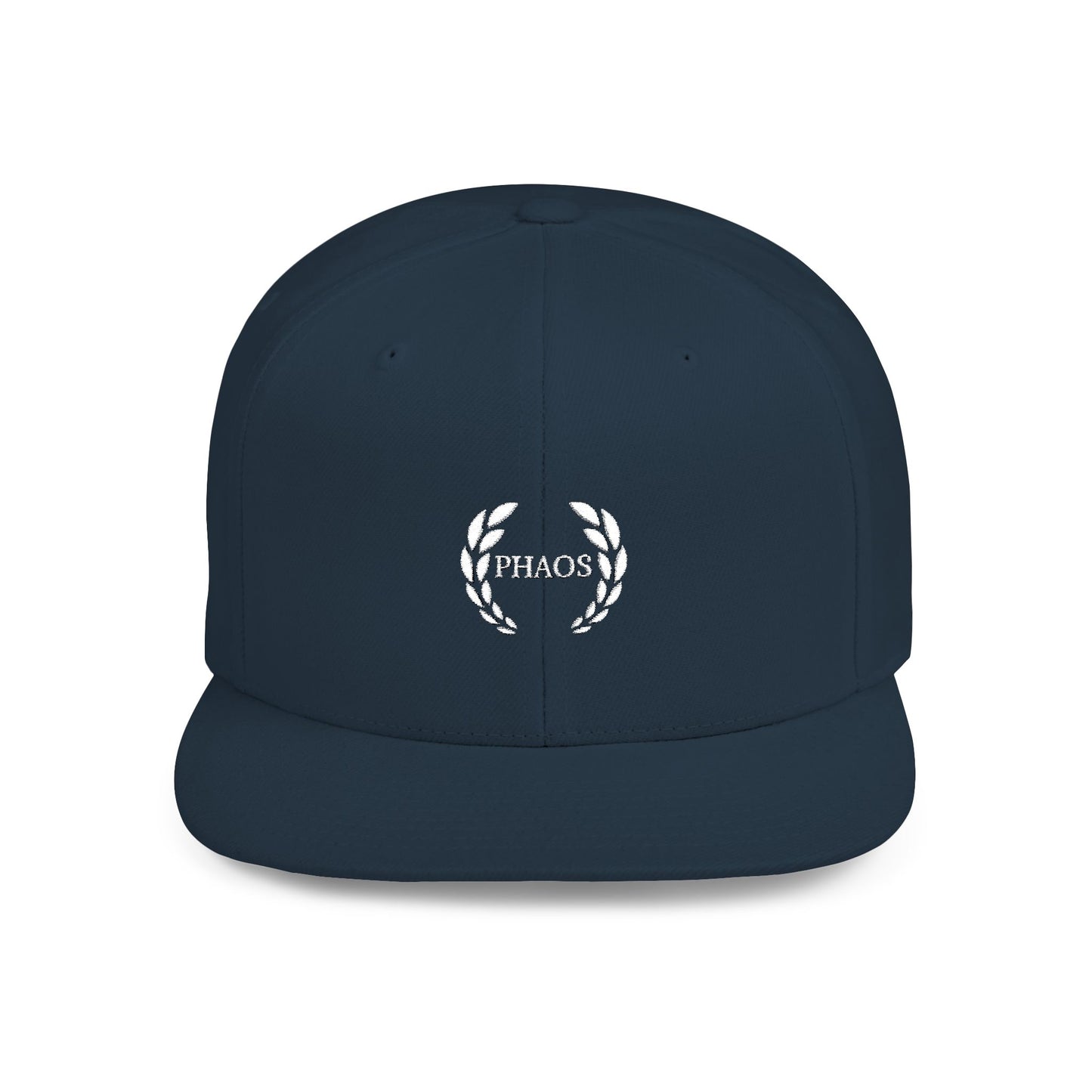 Stylish Flat Bill Snapback Hat with "PHAOS" Embroidery - Trendy Streetwear Cap