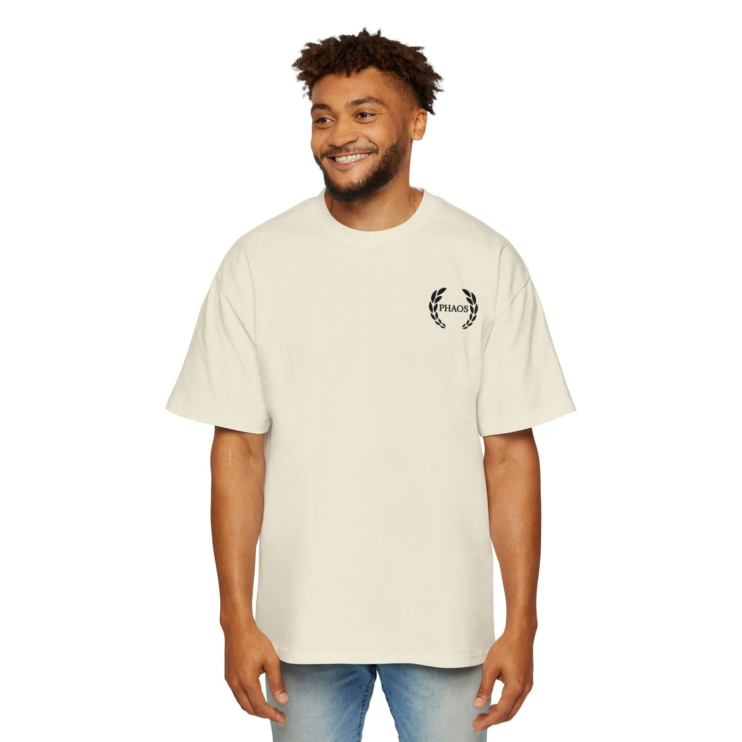 Men's Heavy Oversized Tee with 'PHAOS' Graphic - Stylish Streetwear for Casual Days