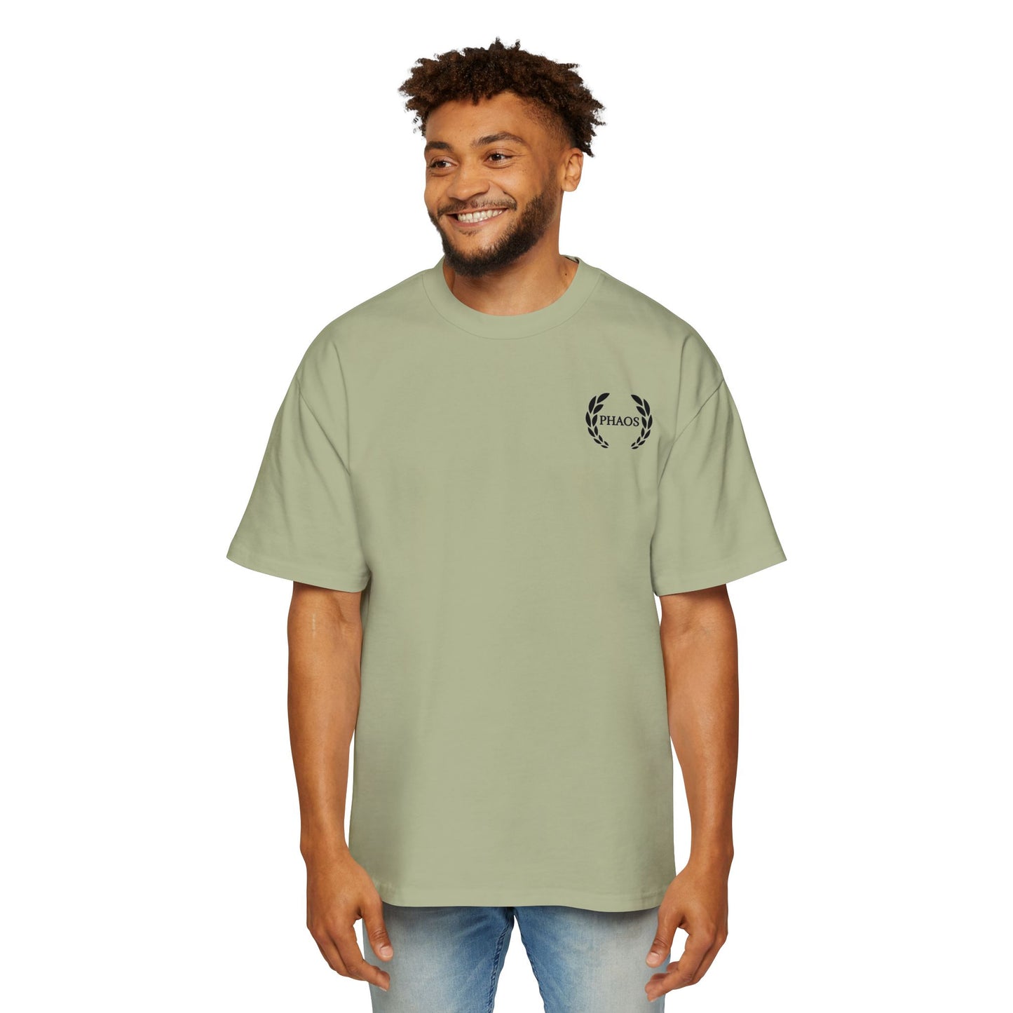Men's Heavy Oversized Tee with 'PHAOS' Graphic - Stylish Streetwear for Casual Days