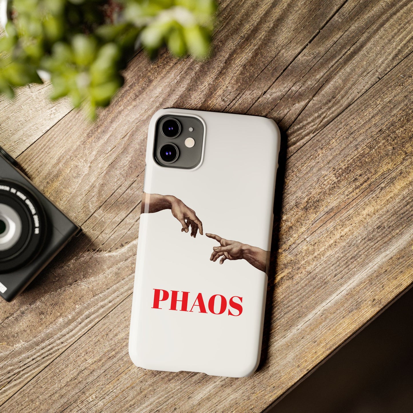 Artistic Slim Phone Case - Michelangelo's Creation of Adam Design