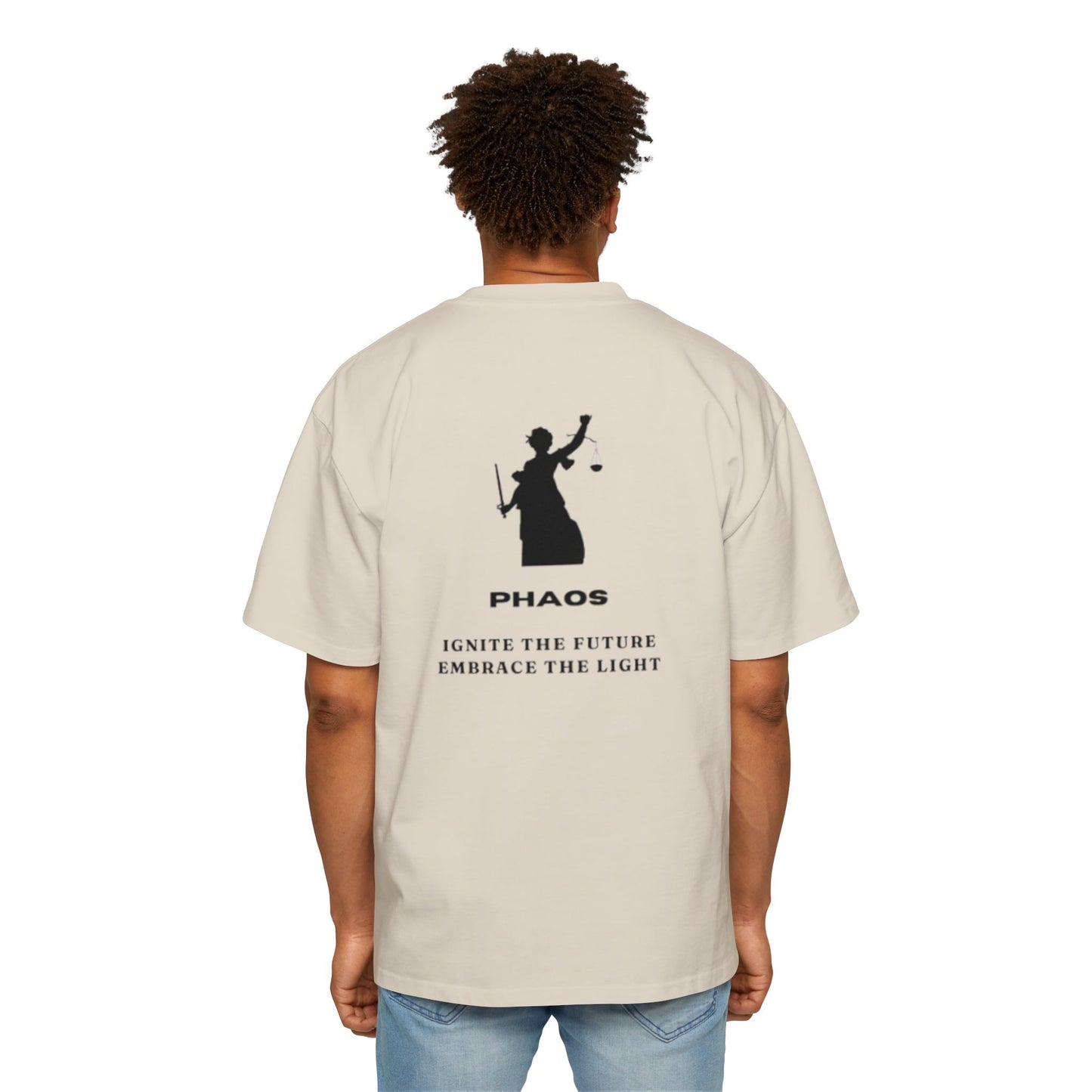 Men's Heavy Oversized Tee - Ignite the Future, Embrace the Light Tee