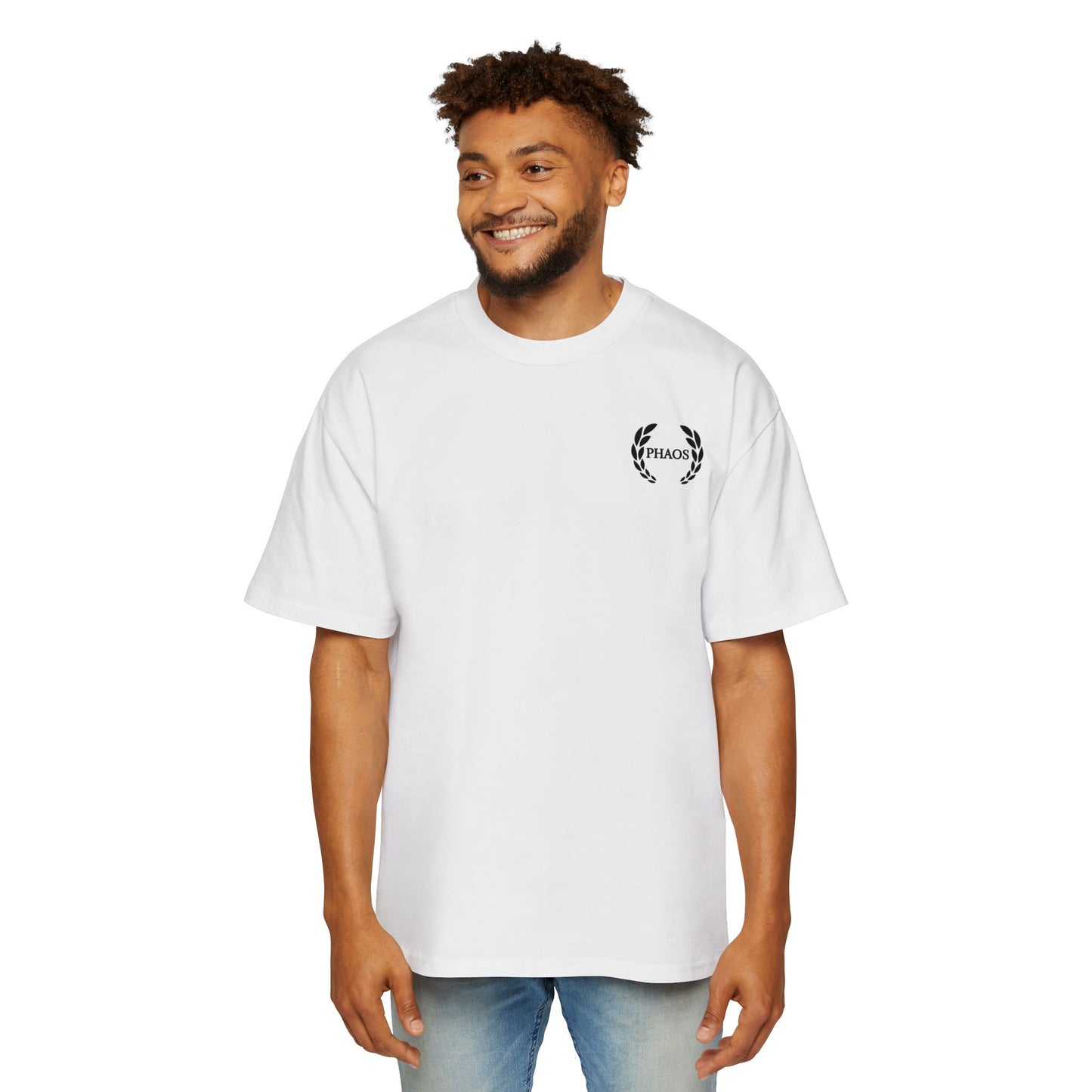 Men's Heavy Oversized Tee with 'PHAOS' Graphic - Stylish Streetwear for Casual Days