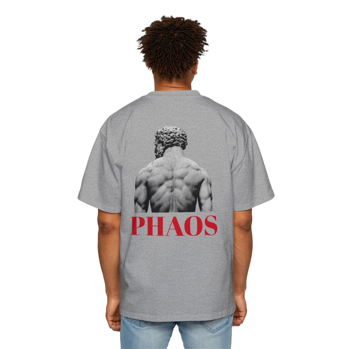 Men's Heavy Oversized Tee with 'PHAOS' Graphic - Stylish Streetwear for Casual Days