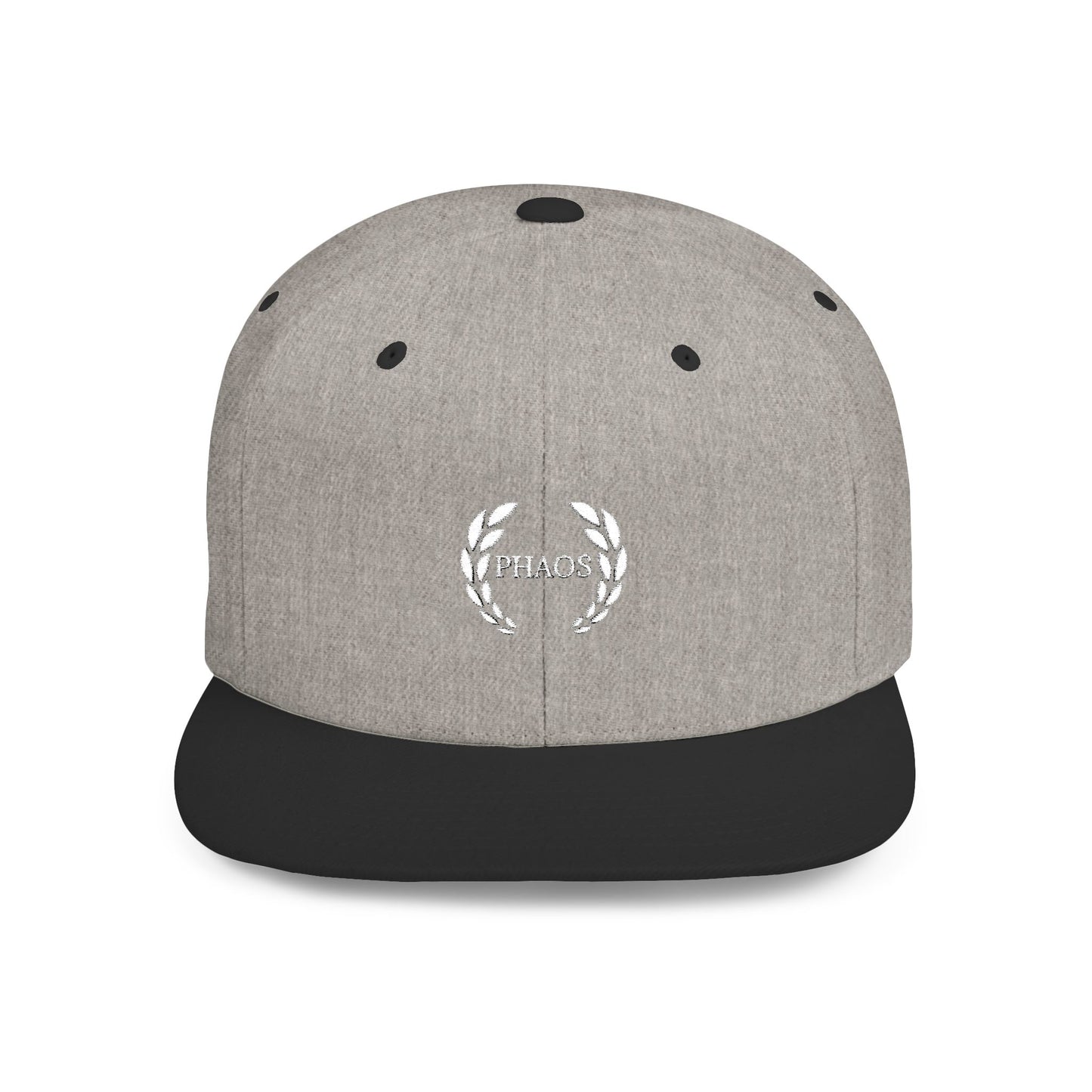 Stylish Flat Bill Snapback Hat with "PHAOS" Embroidery - Trendy Streetwear Cap