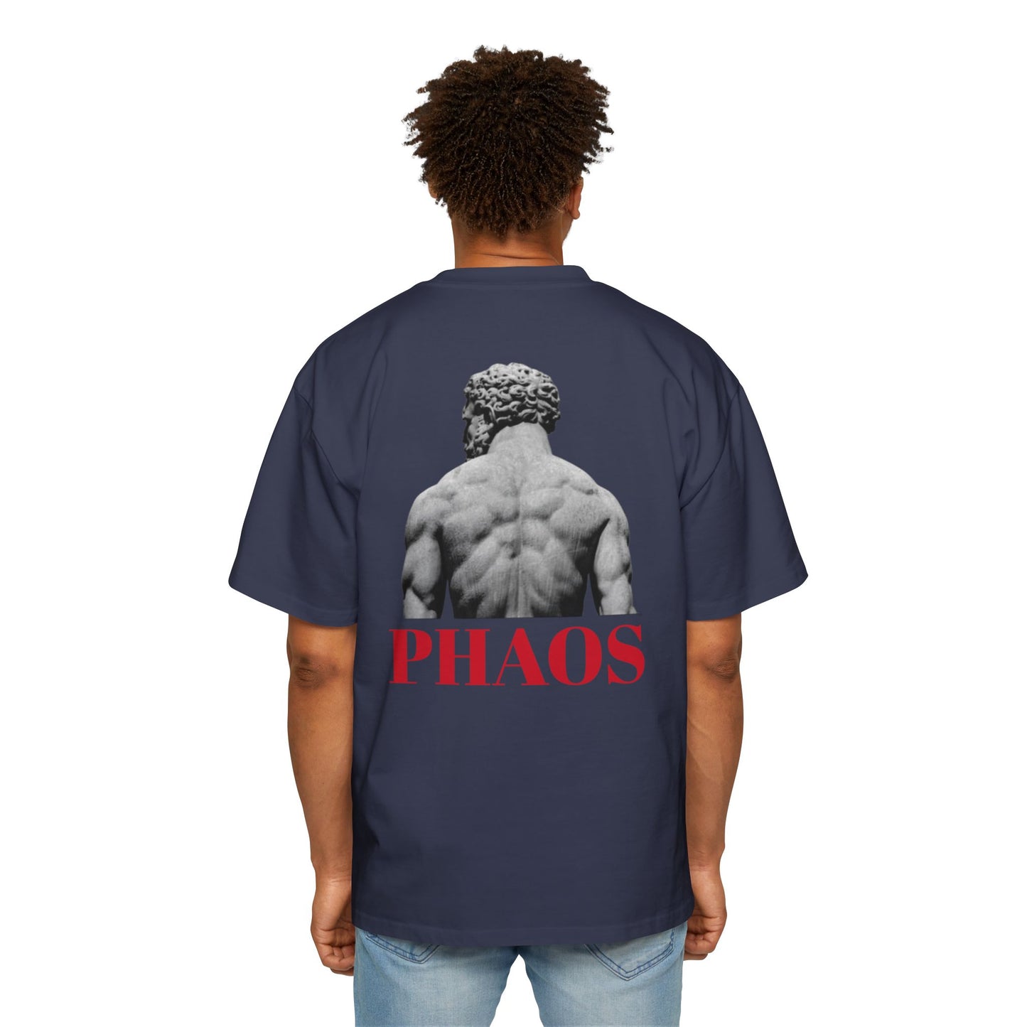 Men's Heavy Oversized Tee with 'PHAOS' Graphic - Stylish Streetwear for Casual Days