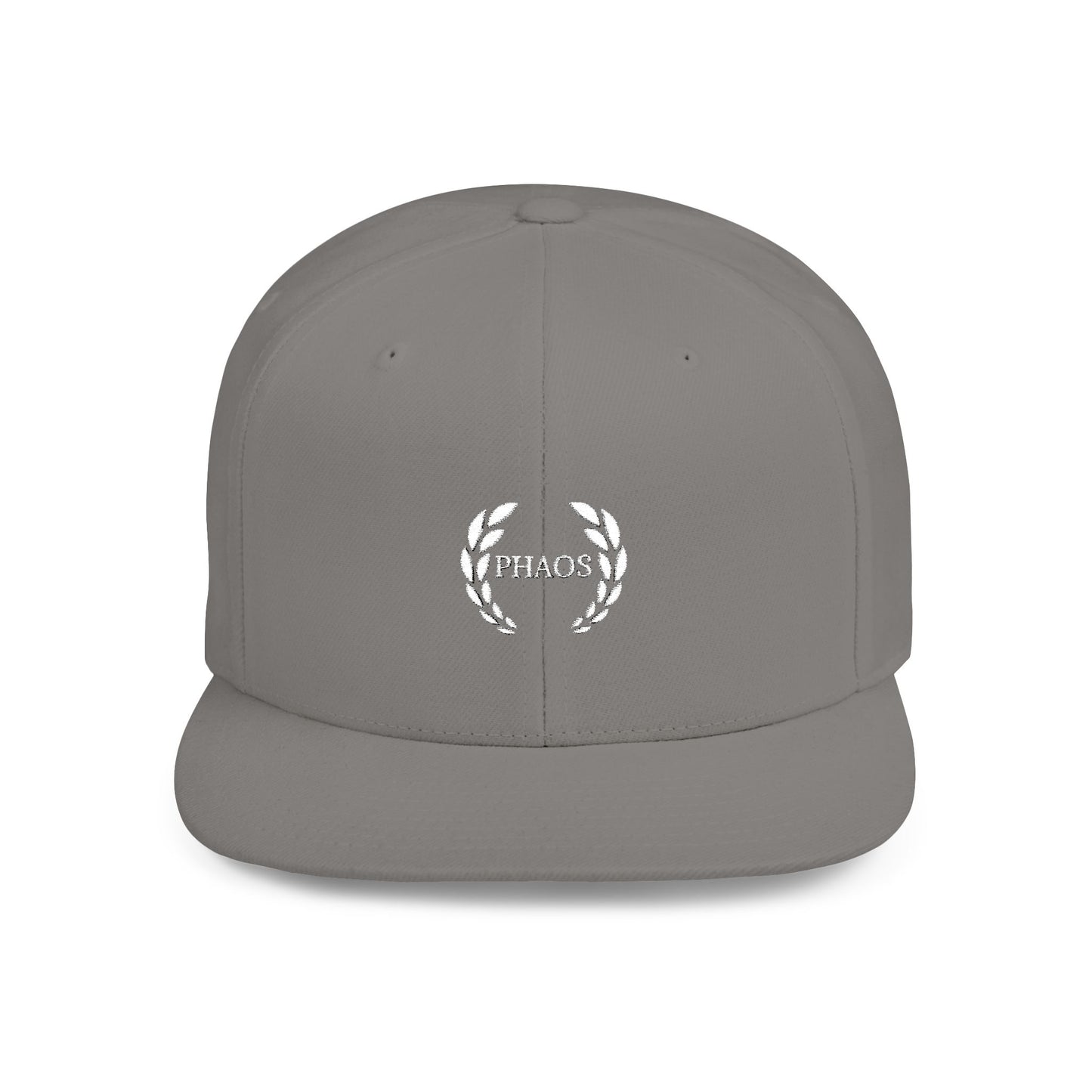 Stylish Flat Bill Snapback Hat with "PHAOS" Embroidery - Trendy Streetwear Cap