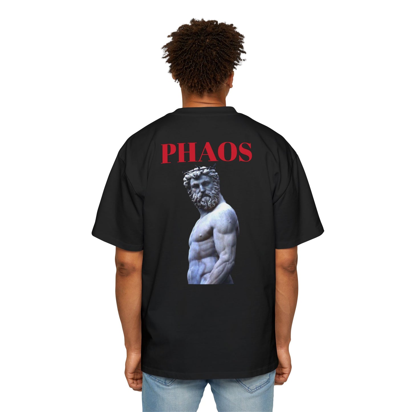 Men's Heavy Oversized Tee with 'PHAOS' Graphic - Stylish Streetwear for Casual Days