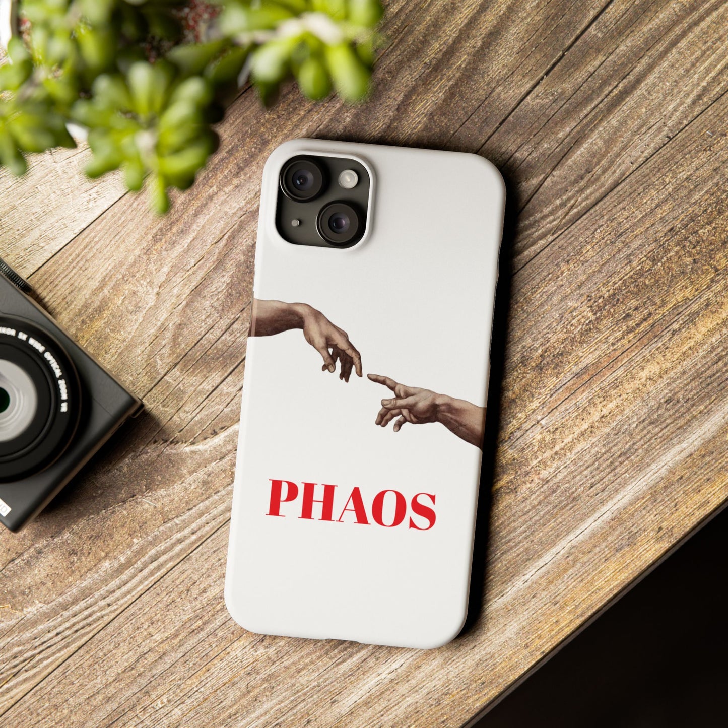 Artistic Slim Phone Case - Michelangelo's Creation of Adam Design