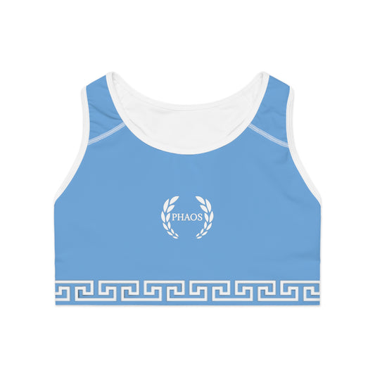 Phaos Athletic Sports Bra - Blue Greek Design for Fitness