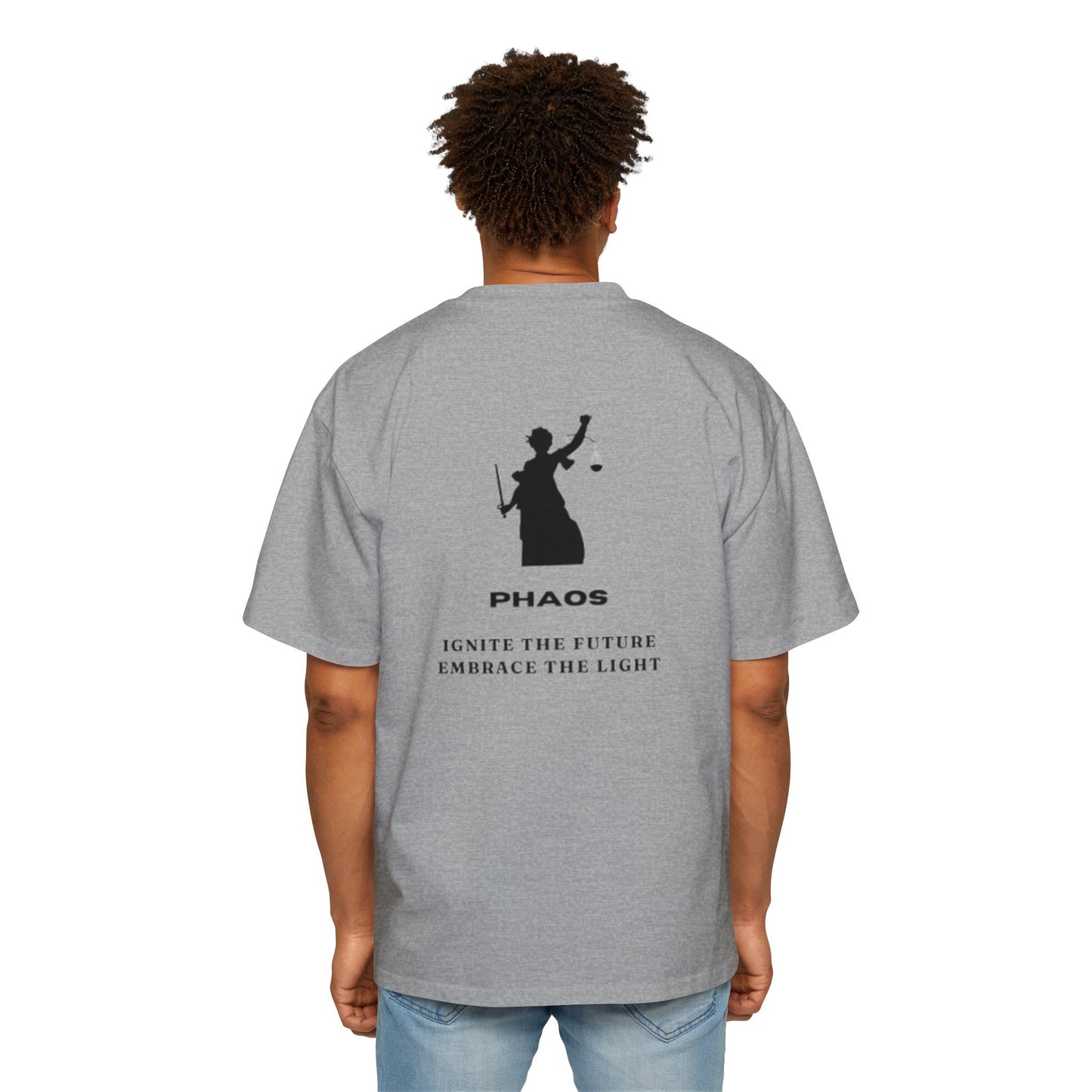 Men's Heavy Oversized Tee - Ignite the Future, Embrace the Light Tee