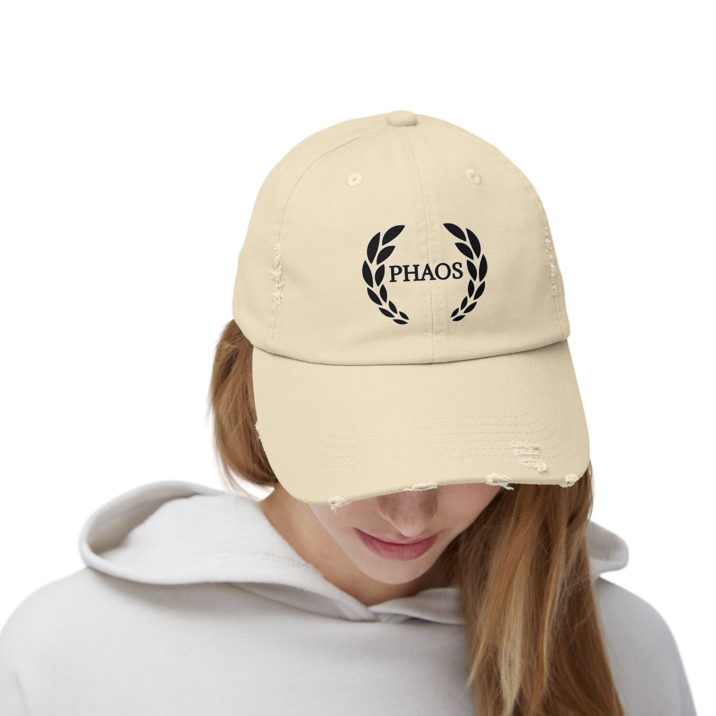 Unisex Distressed Cap with PHAOS Design - Stylish, Casual Headwear for Everyday Wear